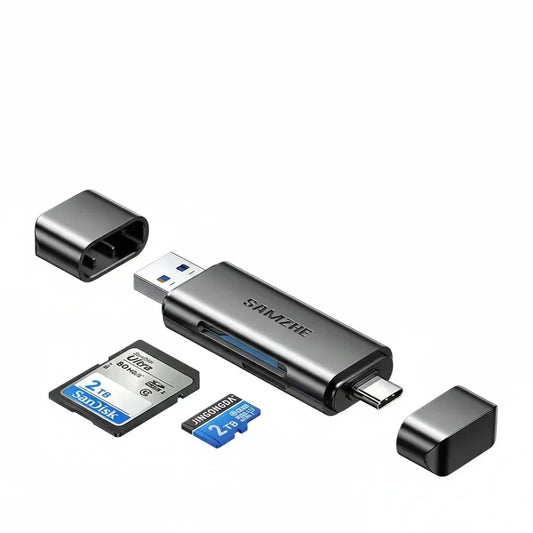 Leitor de Cartões SD/TF SAMZHE USB-C & USB 3.0 Touro Tech